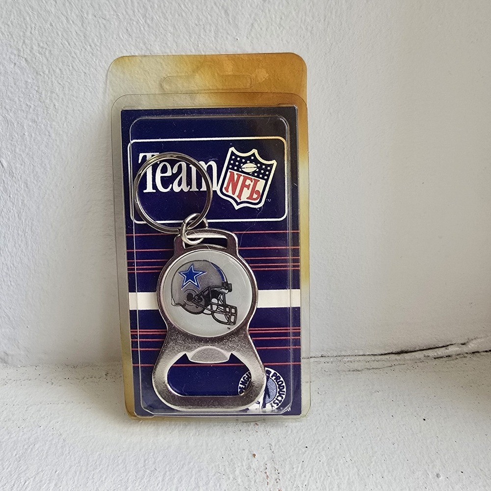 Dallas Cowboys Solid Metal Bottle Opener Keychain Silver Key Ring Team NFL Vtg